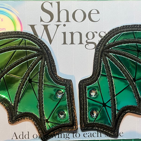 Bat Wings, shine Embroidered shoe,boot wings
