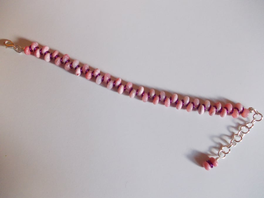 Pink aragonite goddess style bracelet