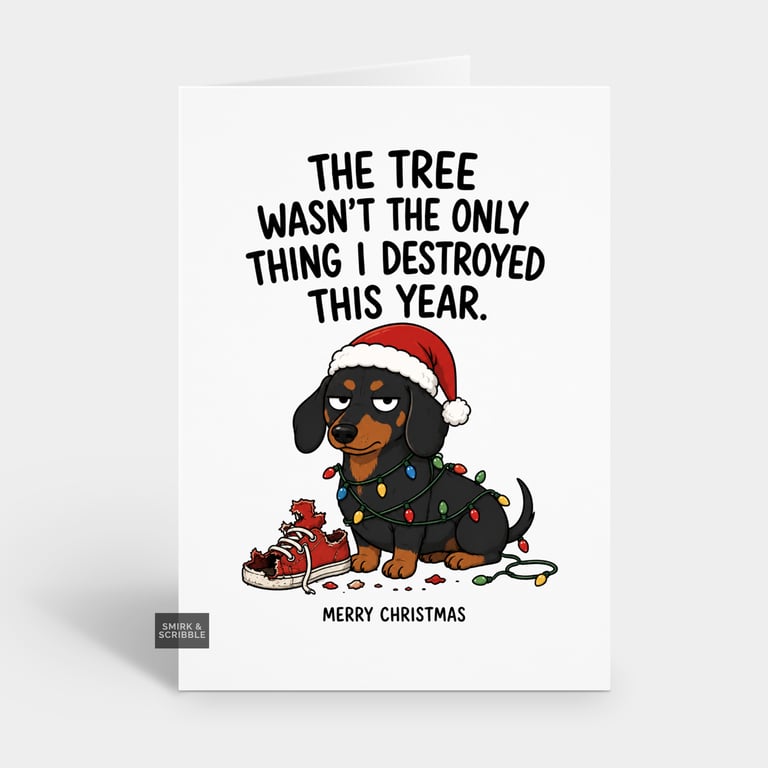 Funny Christmas Card - Destroyer Dachshund