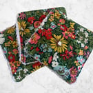 Reusable Towelling Face Wipes.  Floral Liberty Fabric.