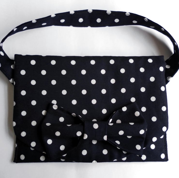 Navy and White Polka Dot Handbag with Bow - Folksy