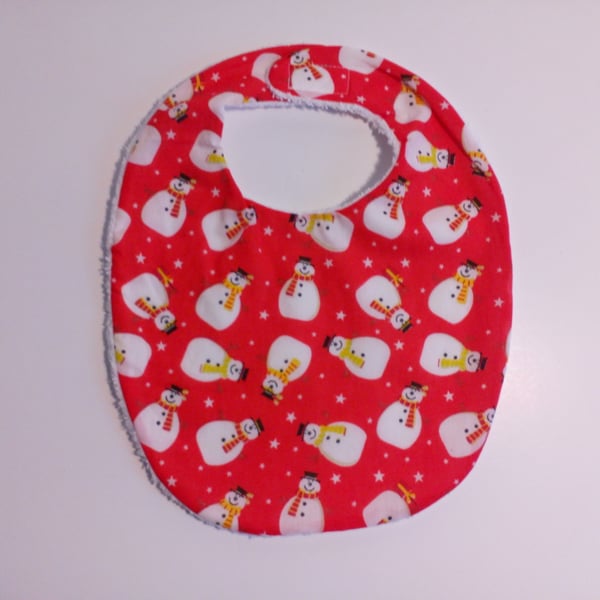 Christmas bib, babies, Snowmen,  towelling bib, xmas bib, babies first Christmas