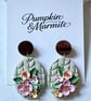 Beautiful handmade polymer clay earrings with nickel free findings, wooden stud