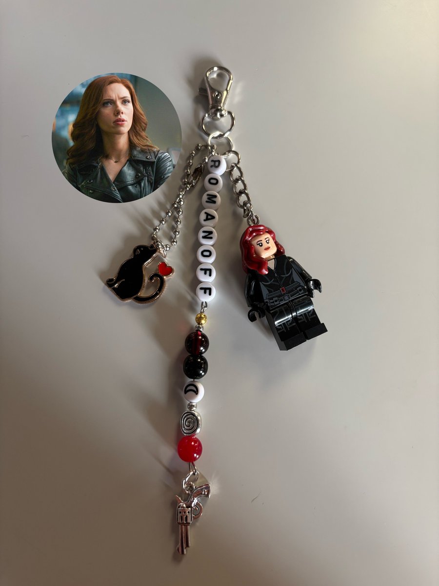Natasha Romanoff Black Widow red inspired handmade spider keychain