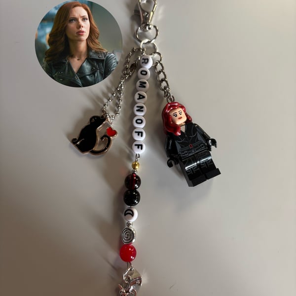 Natasha Romanoff Black Widow red inspired handmade spider keychain