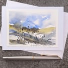 Rainy Day Puddles. Blank Card. Handpainted  Handmade