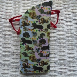 Lots of Sausage Dogs Glasses Case Lined & Padded Unique Design.