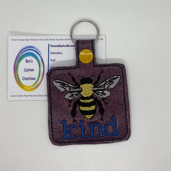Embroidered Bee square Purple