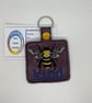 Embroidered Bee square Purple - Image 1
