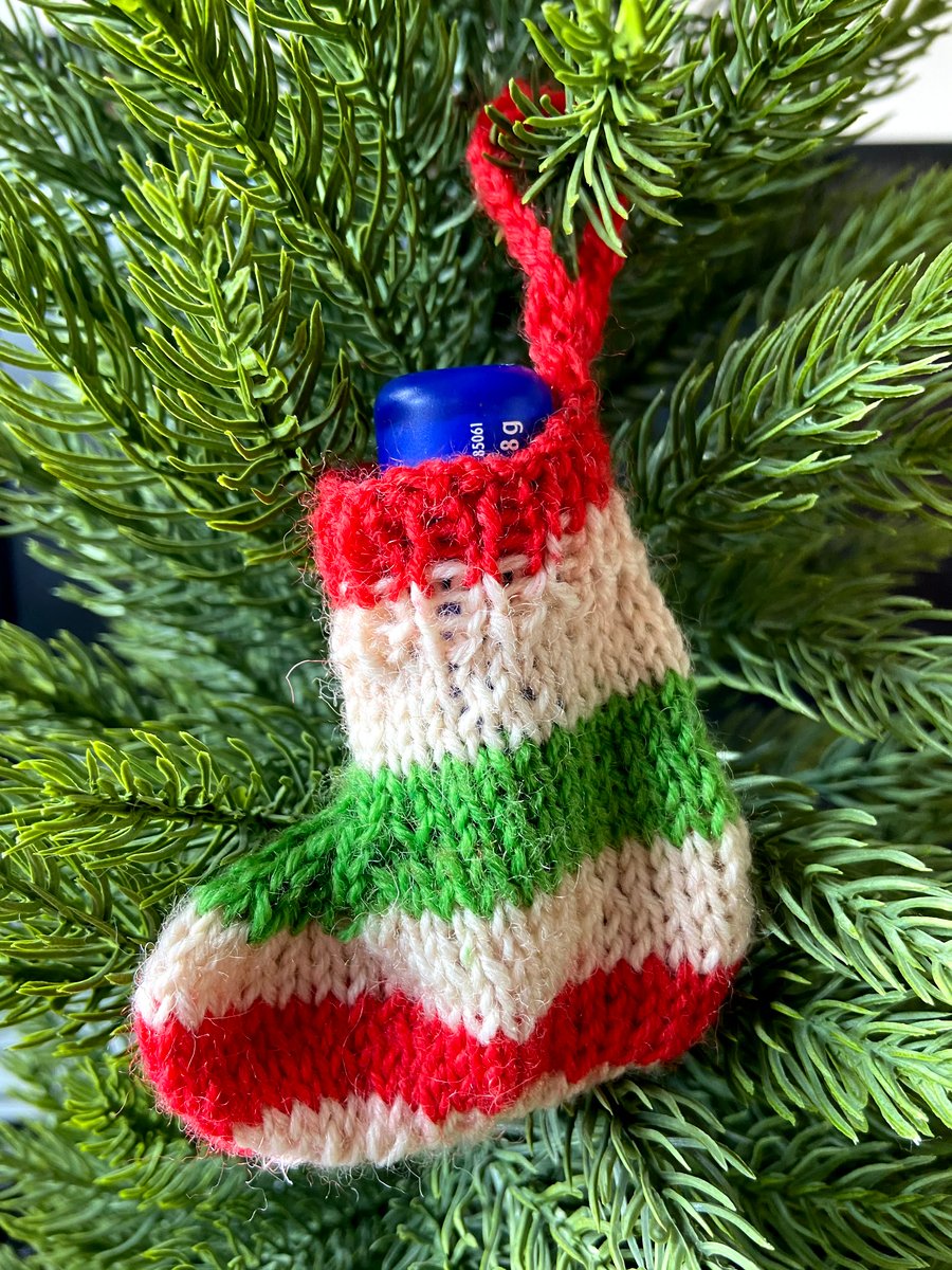 SOLD Hand knitted mini stocking - Christmas Decorations - Seconds Sunday