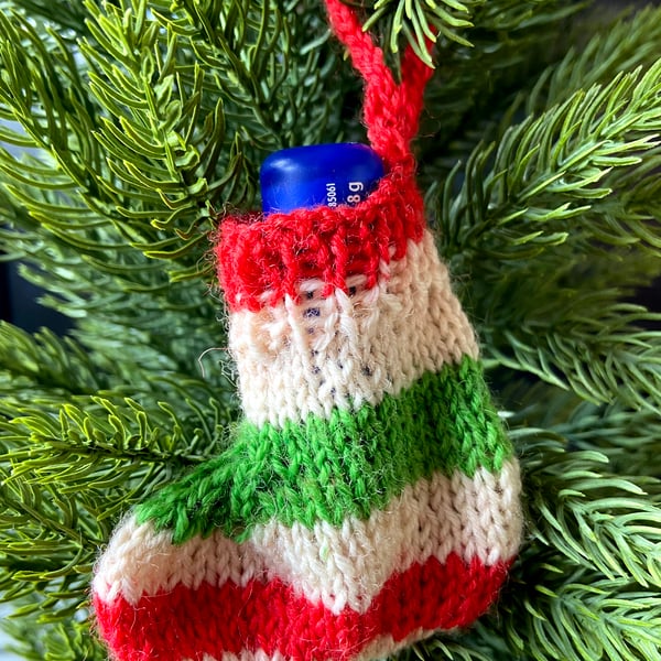 Hand knitted mini stocking - Christmas Decorations - Seconds Sunday