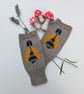 Bee Knitted Fingerless Gloves made in merino wool - Image 1