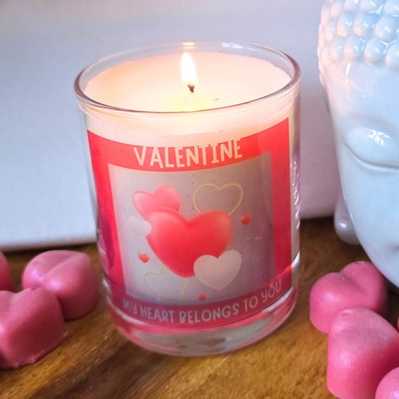 Scented Candle in Glass Valentine My Heart Belongs To You 20cl Wax Blend Gift