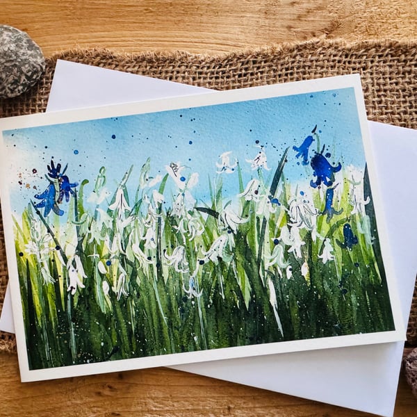 Bells In Grass, bluebell greeting card 