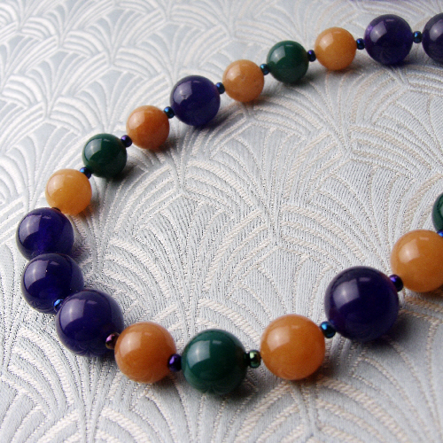 Chunky Purple Necklace, Chunky Purple & Orange, Green Necklace CC03