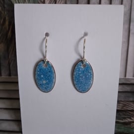 Oval blue earrings in enamelled copper 219