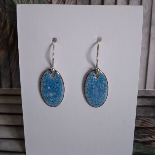 Oval blue earrings in enamelled copper 219
