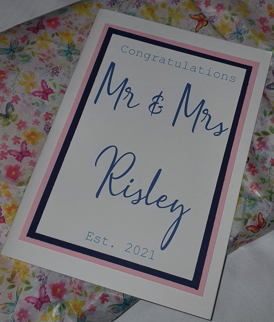 Traditional Wedding Card -  Personalised with name and date