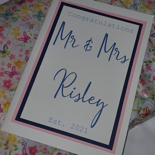 Traditional Wedding Card -  Personalised with name and date