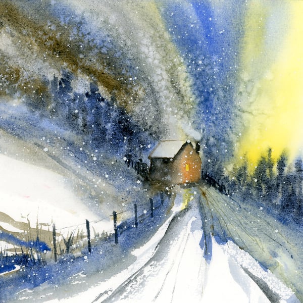 Snow storm - Original watercolour
