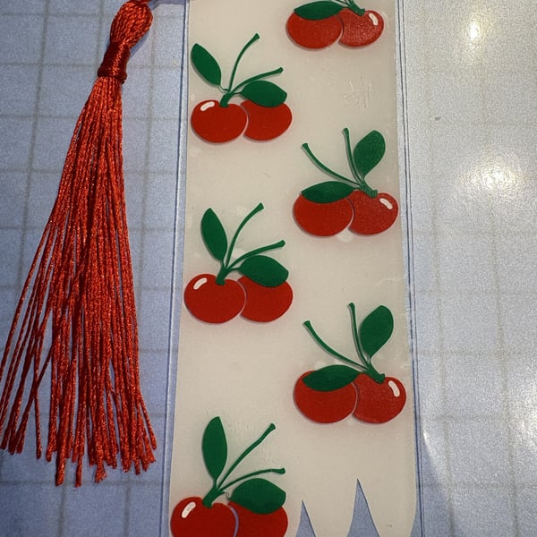 Cherry pattern Acrylic Bookmark with Tassel