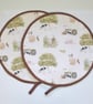 Aga Hob Lid Mats Pads Farm Round Covers With Loops Tractor Pig Cow Goat