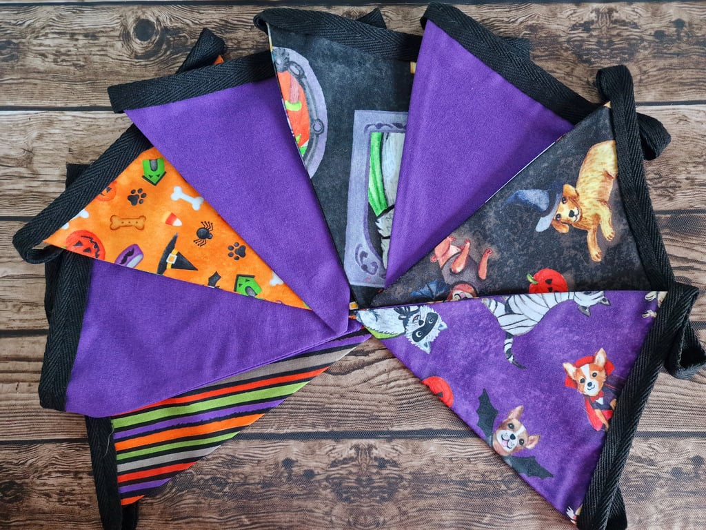 Purple Halloween Bunting - Dog themed