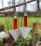 Sterling silver and African turquoise triangular earrings - Image 8