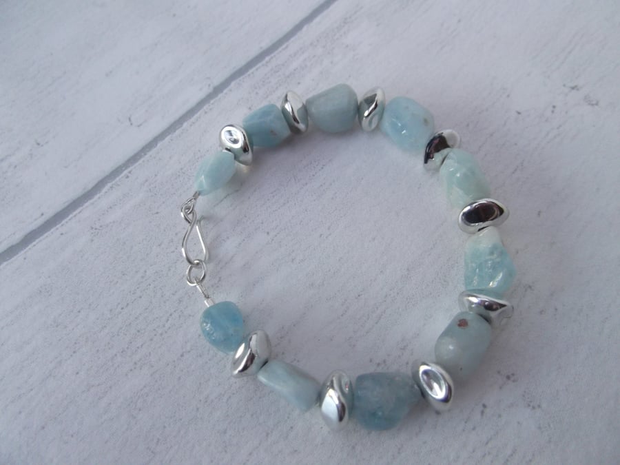 Aquamarine nugget bracelet