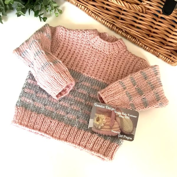 Baby Girl's Cosy Soft Hand Knitted Jumper  3 - 9 months (Dress not included)