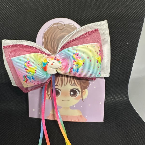 Unicorn Hair Bows –  Alligator Clip Design