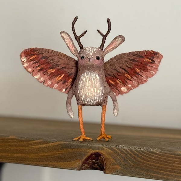Spun Cotton Wolpertinger Miniature Art Doll
