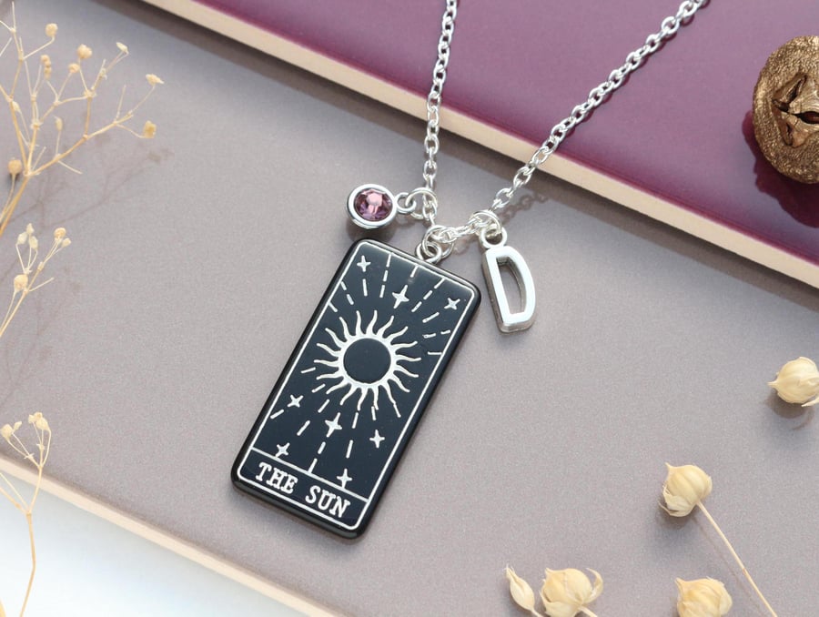 The Sun Tarot Card Personalised Necklaces - Witchy Jewellery. Celestial Necklace