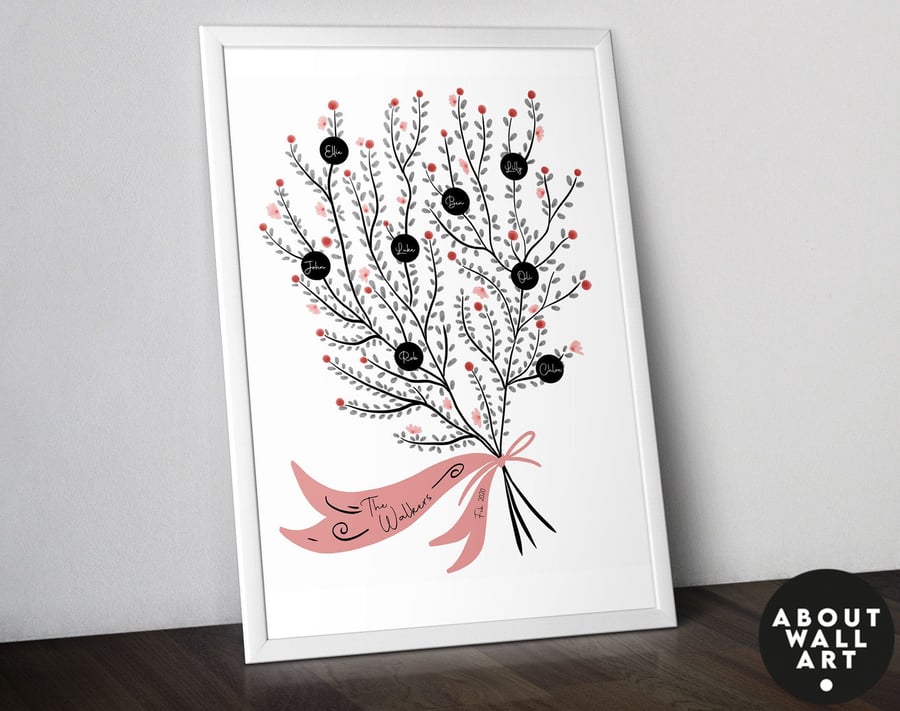 Personalized gifts for mom, Grandma Mothers Day Gift, Personalised Family Tree, 