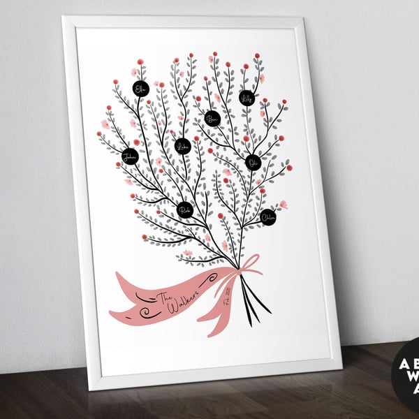 Personalized gifts for mom, Grandma Mothers Day Gift, Personalised Family Tree, 