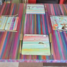 Square Kitchen Dining Table Coastal Cottage Candy Stripe Finish 