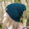 Slouchy style beanie hat in Wintergreen wool (unisex)