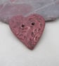 Medium Damson Purple Leaf Sprig Texture Heart Shaped Ceramic Button - Image 3