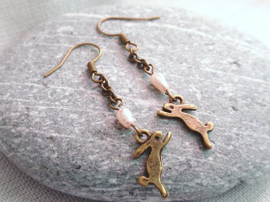 Bronze Hare Earrings