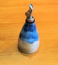 Oil or vinegar drizzler, blue glaze homemade pottery