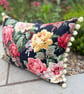 Vintage Rose Barkcloth rectangular cushion cover with pompom trim - Image 4