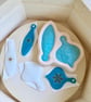 Long Light Blue & Silver Fused Glass Christmas Tree Decoration  - Image 3