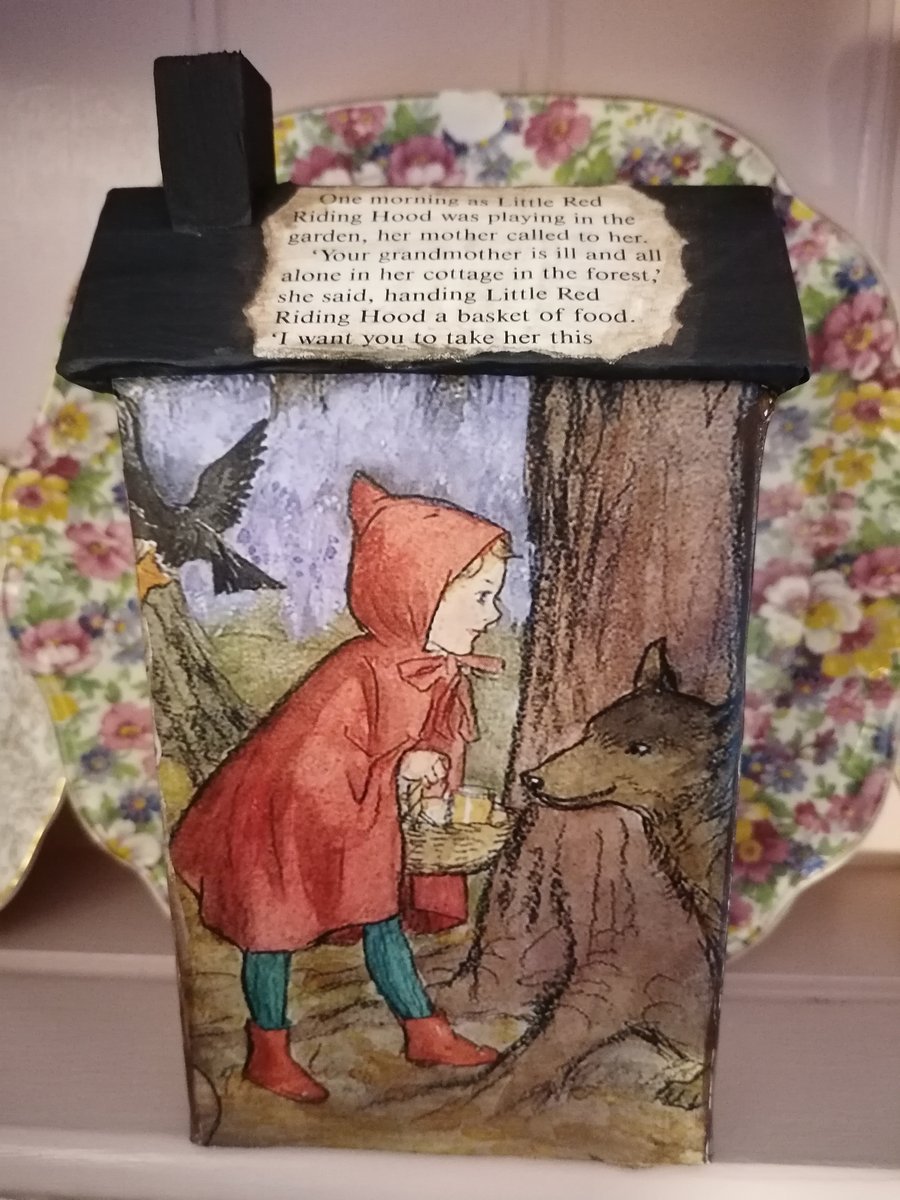 Handcrafted Paper Mache House Little Red Riding Hood Shelf Sitter Decoration