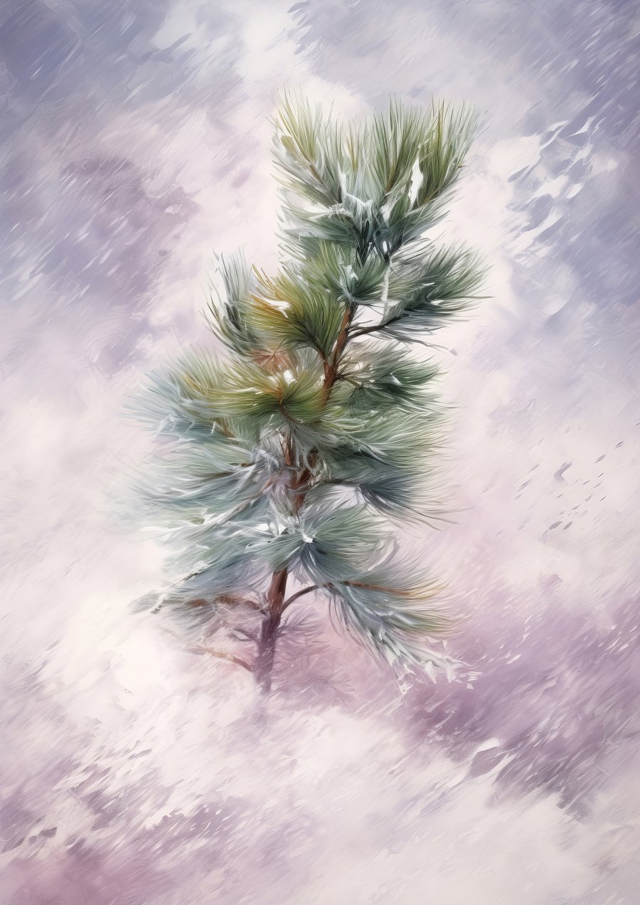 Solitary Pine Tree Watercolor Art Print 5" x 7" - Nature Inspired Wall Decor