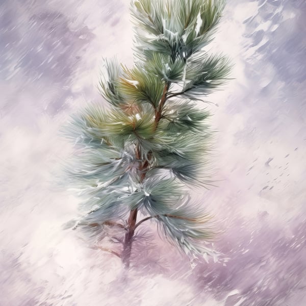 Solitary Pine Tree Watercolor Art Print 5" x 7" - Nature Inspired Wall Decor