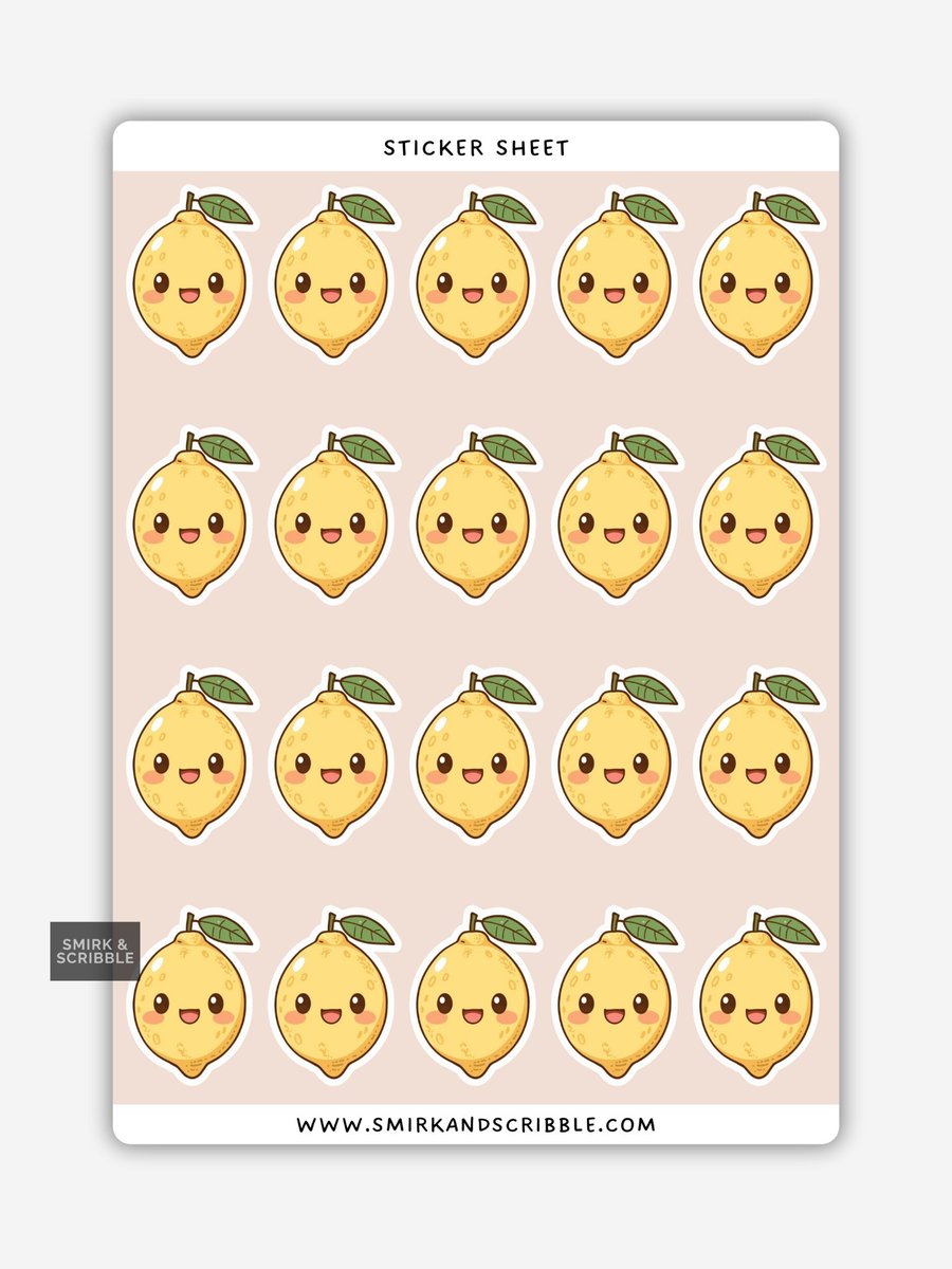Image of Funny Vinyl Sticker Sheet For Adults - Cute Lemon