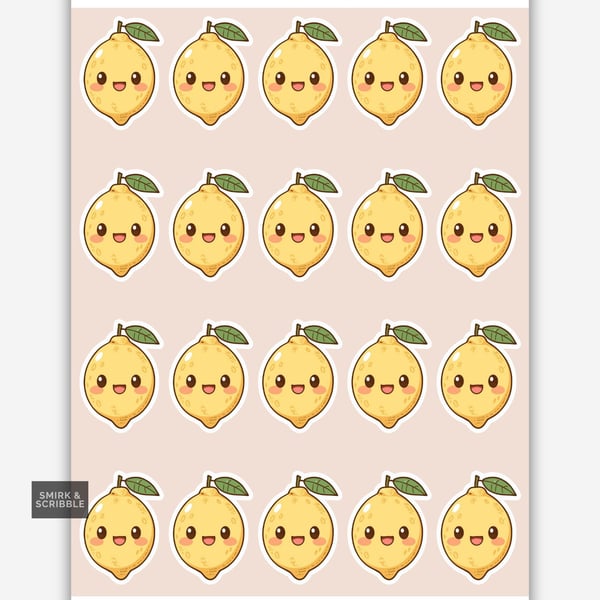 Funny Vinyl Sticker Sheet For Adults - Cute Lemon
