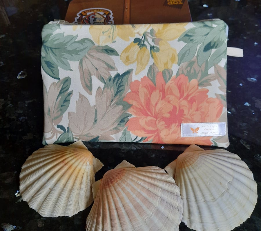 Lovely zip pouch for makeup, pencil case,  project bag