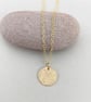 Small Solid Textured 9ct Gold Minimalist Circular Hammered Disc Necklace - Image 4