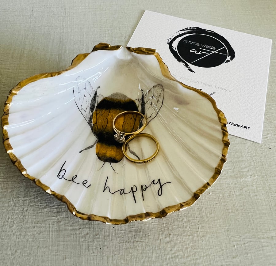 Bumble Bee Dorset Scallop Shell Trinket And Jewellery Dish. Tea light holder. 